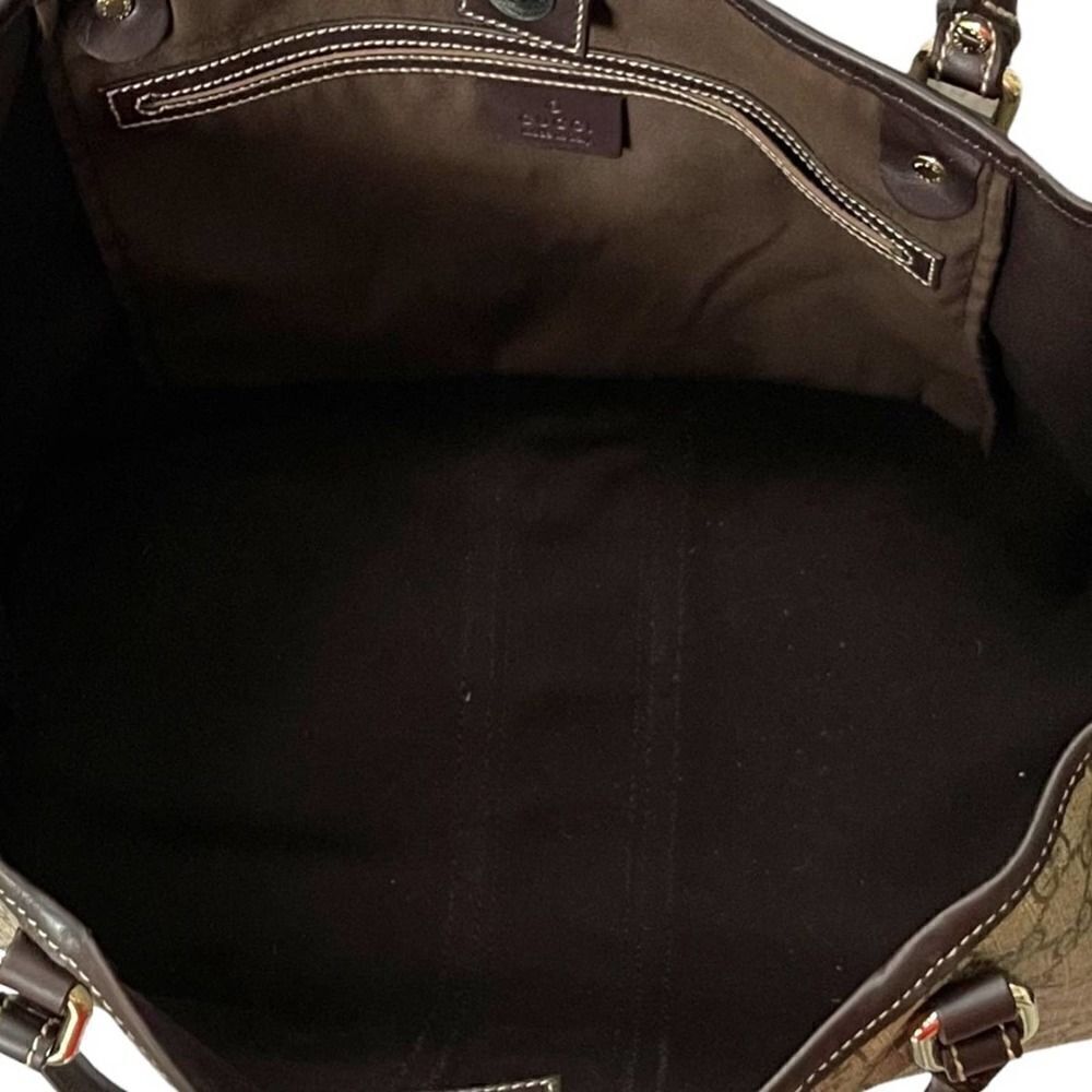 Gucci Supreme Joy Web Tote Purse Handbag Shoulder Bag Brown Logo - Picture 5 of 13